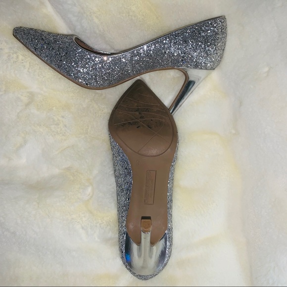 Christian Siriano Silver Glitter Heels Size 9 - Picture 2 of 4